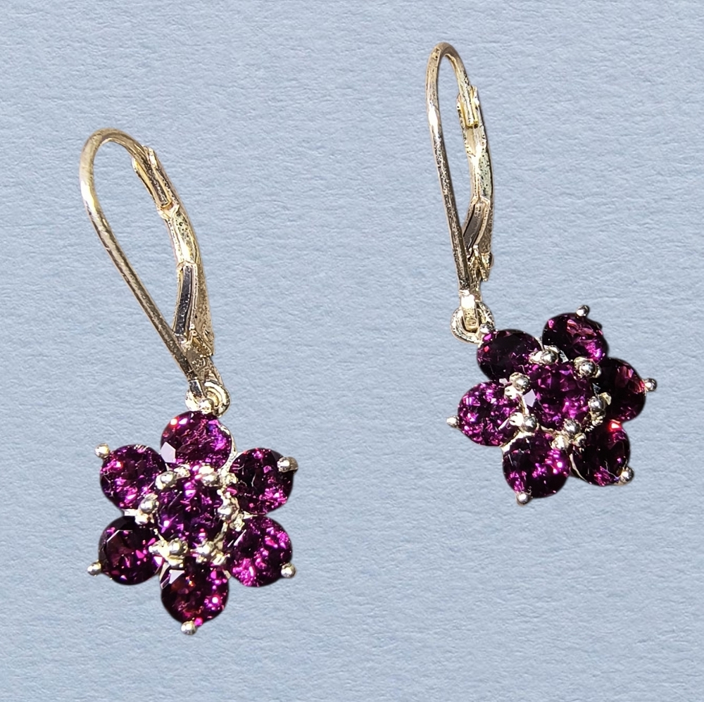 Michelle Albala Lorenzo Rhodolite Garnet Earrings In Sterling Silver